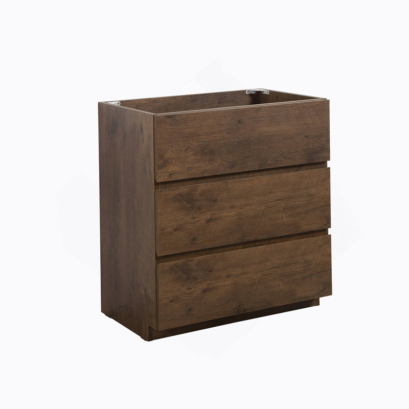 Floor Cabinet WITHOUT Basin,Walnut Color,With Three Drawers
