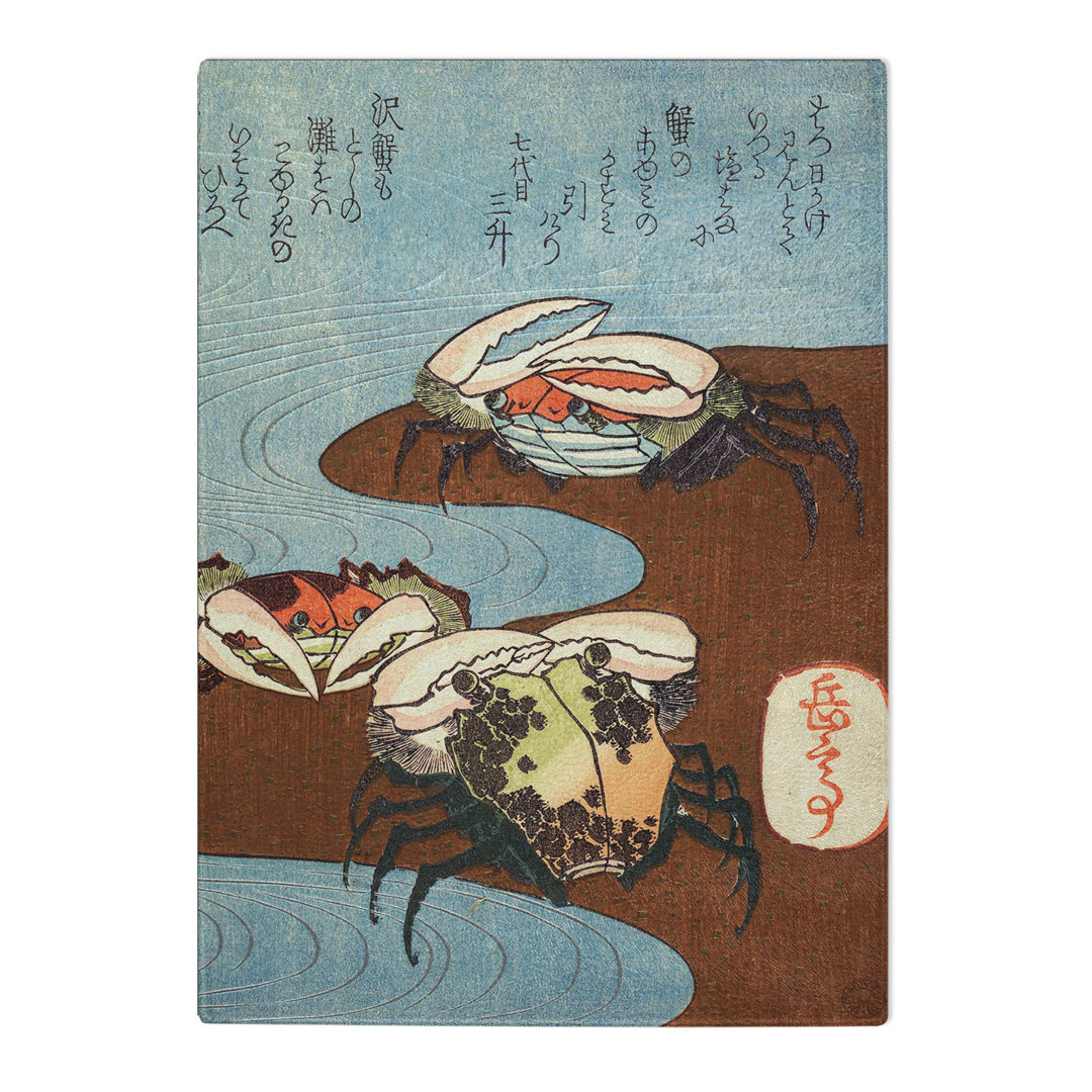 Tempered Glass Crabs by the Sea by Yashima Gakutei Chopping Board