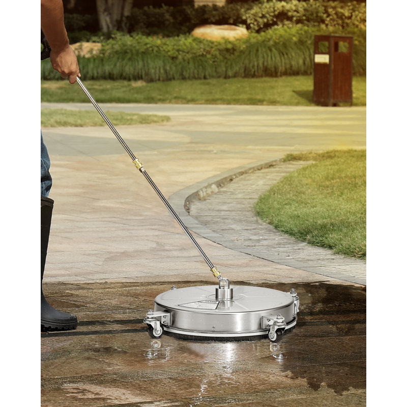 18" Pressure Washer Surface Cleaner 4 Wheels 4000 Max PSI 2 Extended Wands