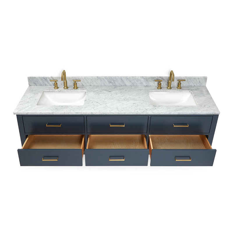 73'' W Double Vanity, Midnight Blue, Satin Brass