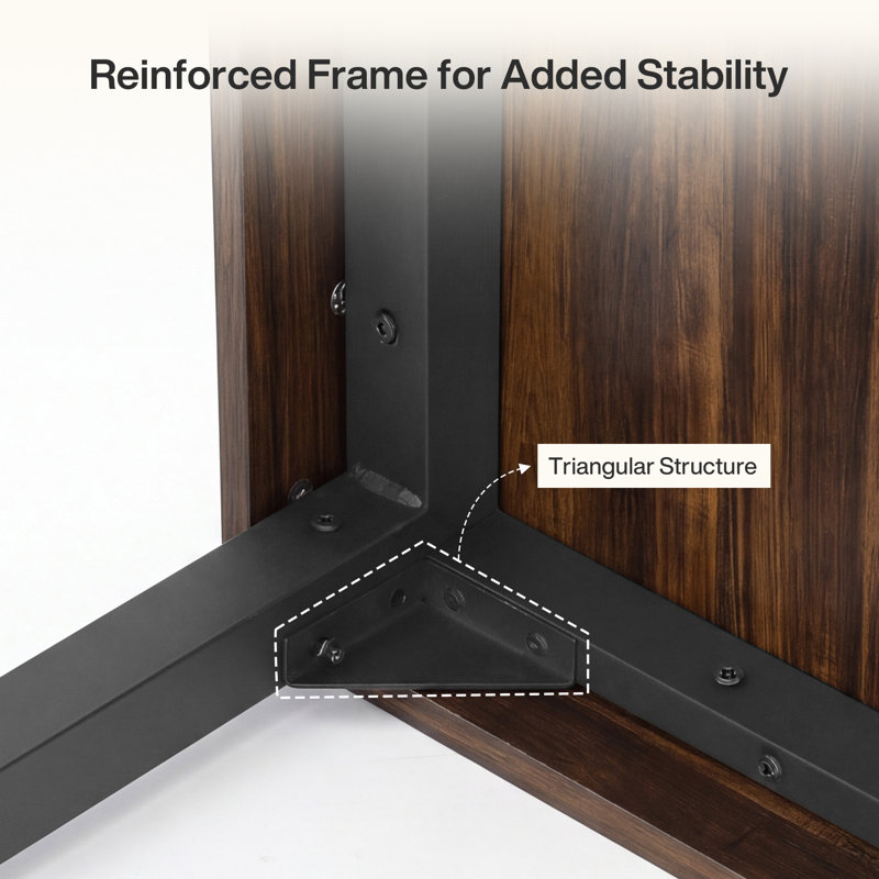 Rectangular Dining Table with Iron Base, Dark Brown