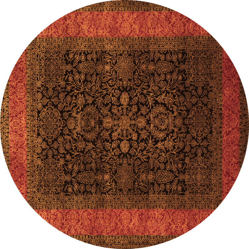 Tapis orange / brun Power Loom, Rond 8 pi