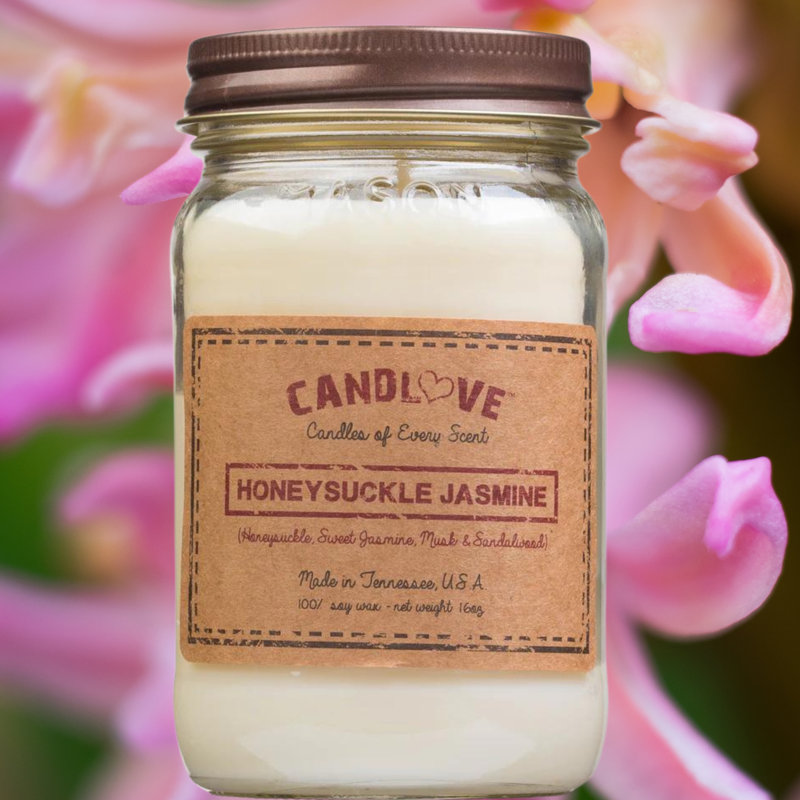Bougie parfumée au jasmin avec support en verre Honey Suckle