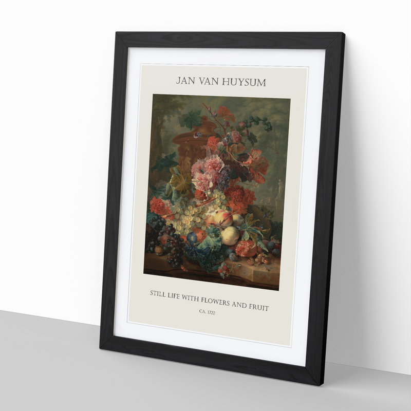 Still Life With Flowers And Fruit Vol.4 by Jan Van Huysum - Single Picture Frame Print, 65cm H x 48cm W x 2cm D, Black Framed