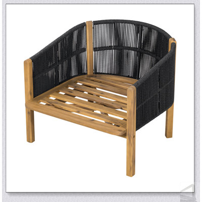 Confortable et élégant pour le patio, ce fauteuil club en bois Grotta