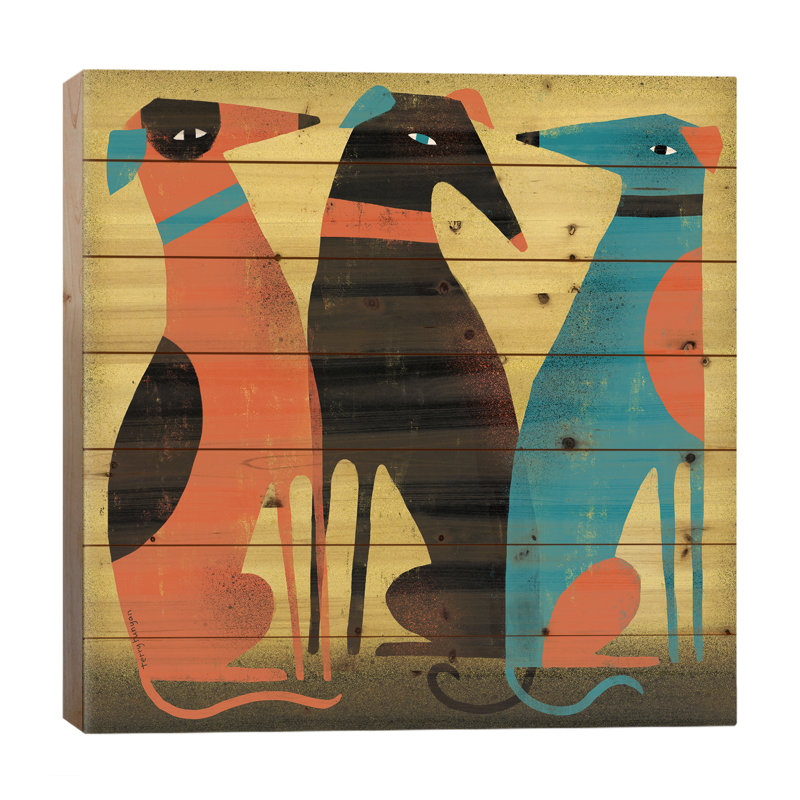 «Evangalene Greyhound On Wood» par Terry Runyan, reproduction