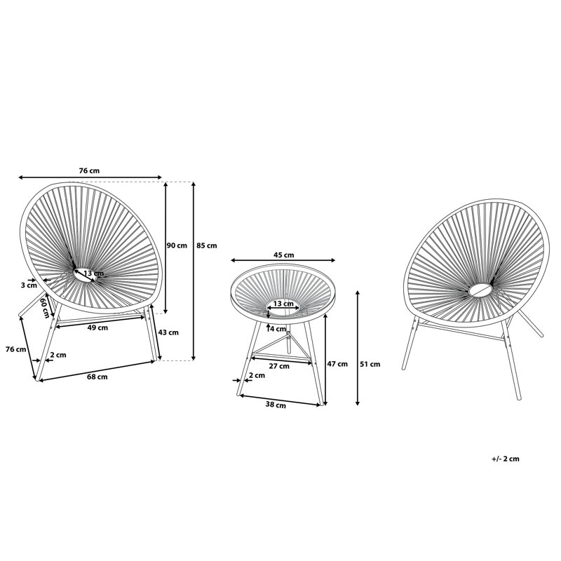 2 Seater Conversation Set, Black