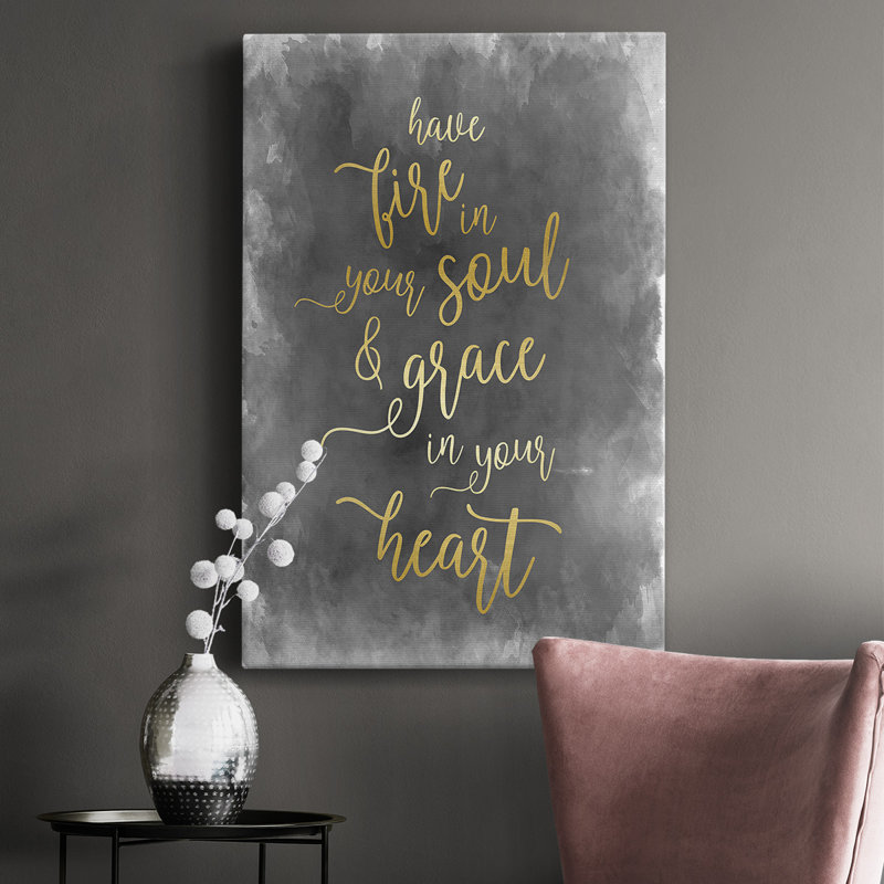«Fire in Your Soul», art textuel sur toile tendue, H 12 po x l 8 po x P 1 po