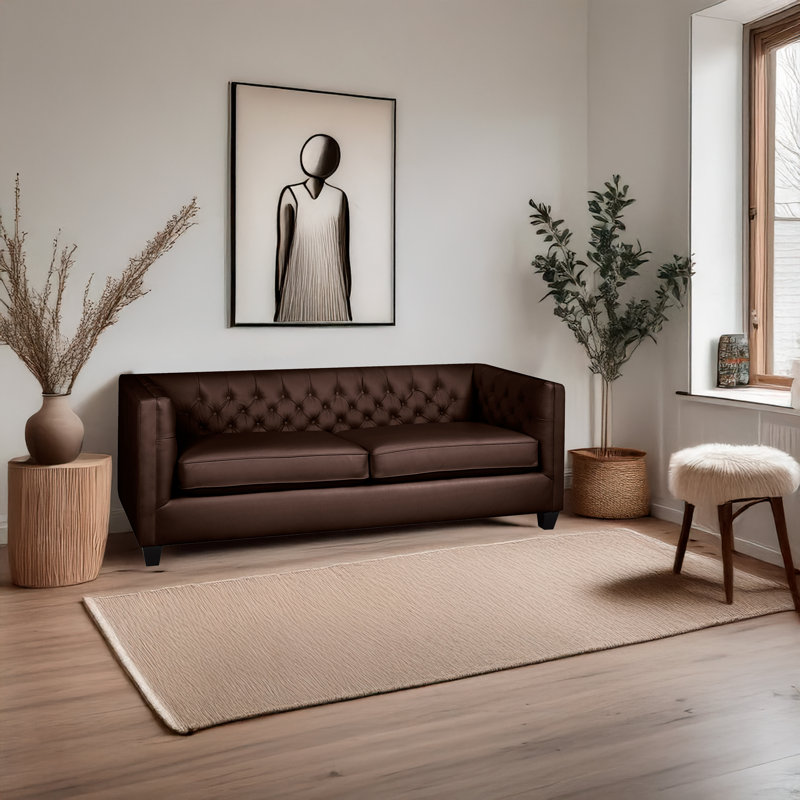 Bourne 84" Genuine Leather Tuxedo Arm Sofa, Espresso Leather Match