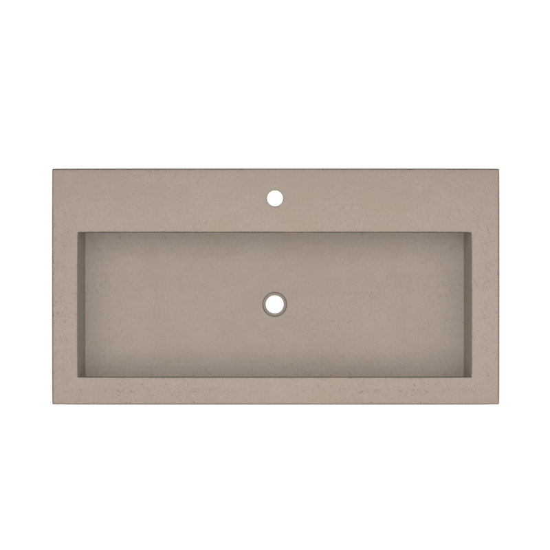 Trough Handmade Rectangular Bathroom Sink, Single Hole Faucet, Earth