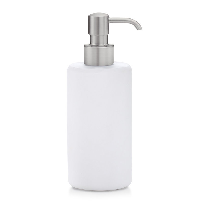 Domus White Matte Soap / Lotion Dispenser, Brushed Nickel