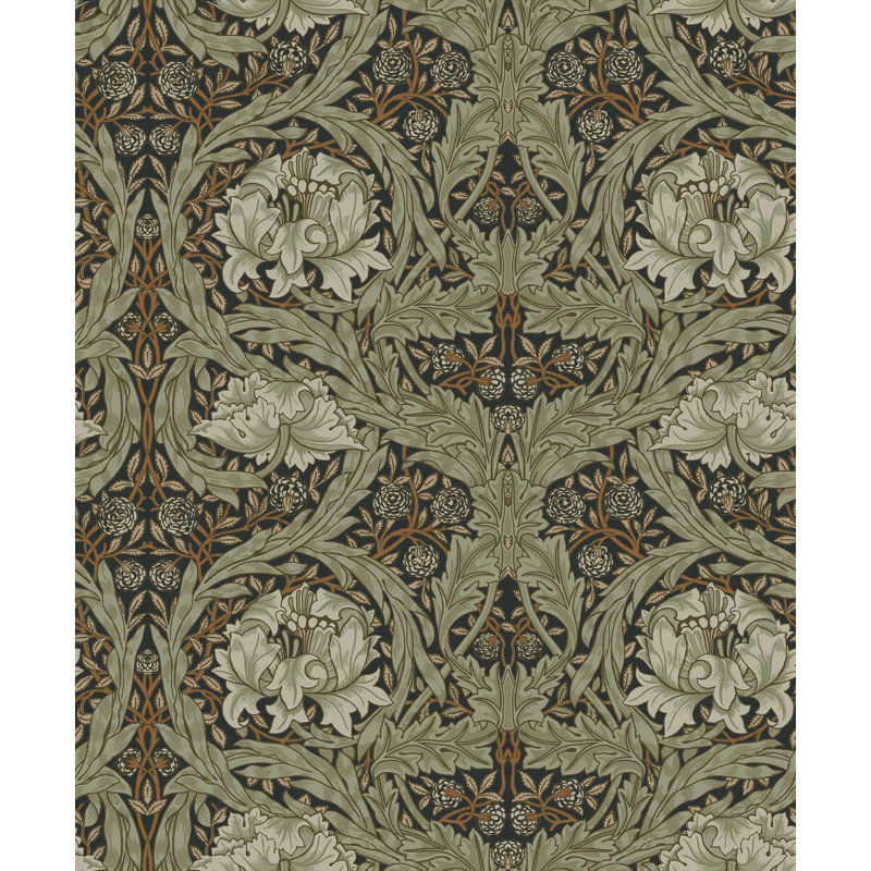African Marigold Black Floral Wallpaper, Black