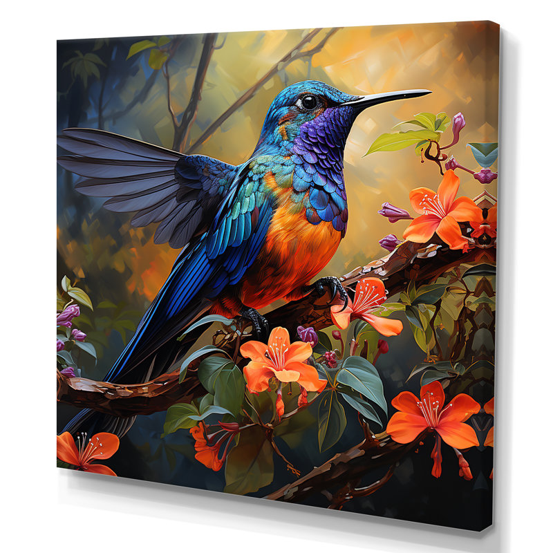 «Humminbird» - Art mural, Toile tendue, H 36 po x l 36 po x P 1,5 po