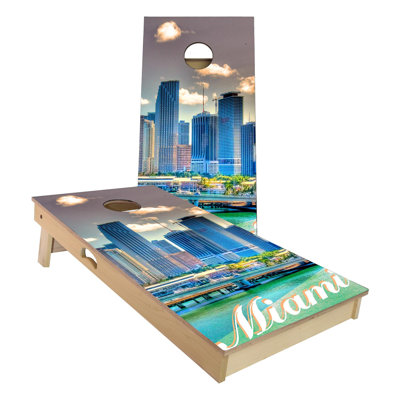2' X 4' City Themed Cornhole Board Set With Case And Lights