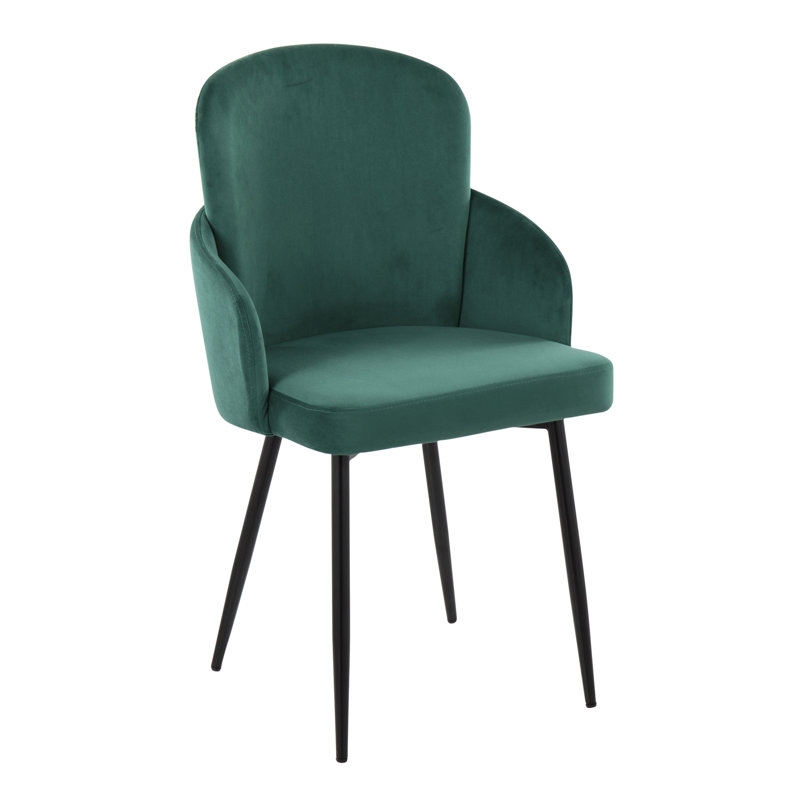 Jaquavia Fabric Upholstered Arm Chair in Cream, Black, Velvet Green