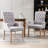 20.5'' H Tufted Linen Upholstered Oak Armchair-68479626
