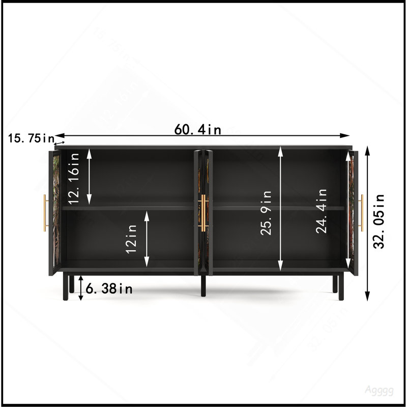60,3 po avec 4 portes pour les armoires de buffet, les armoires de rangement d'art pour la peinture émaillée, les armoires décoratives de console de contrôle rétro américaines, le salon, la chambre à coucher, la salle à manger