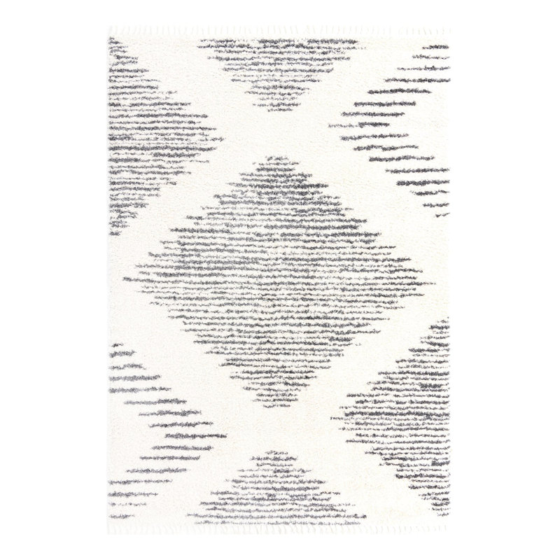 Tapis gris / blanc Rodney, Rectangle de 10 pi x 14 pi