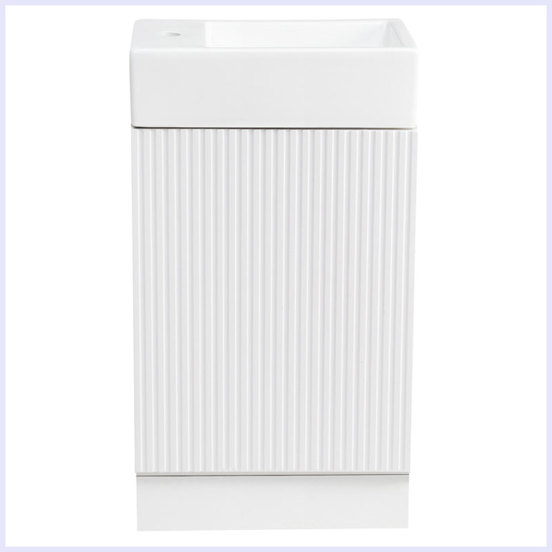 Meuble-lavabo moderne avec tablette à deux niveaux, Blanc