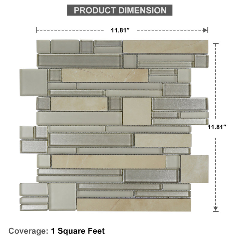 Golz 12" x 12" Versailles Mosaic Tile, Beige