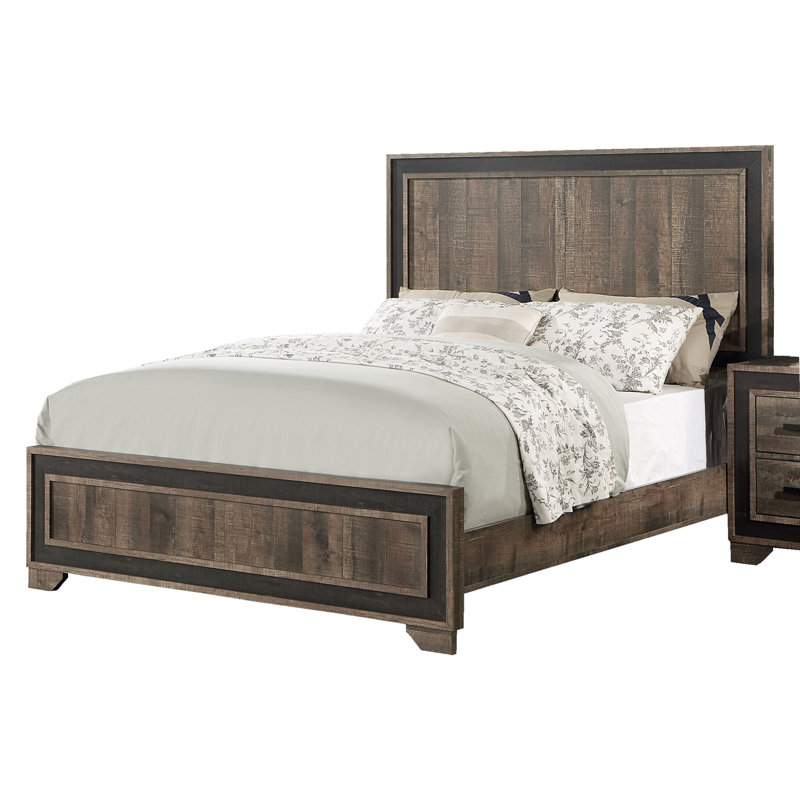 Chêne avec tête de lit haute et grand lit 1pc, Grand lit, Chêne