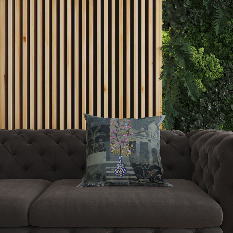 Indoor / Outdoor Square Cushion, 46cm H x 46cm W, Blue/Green