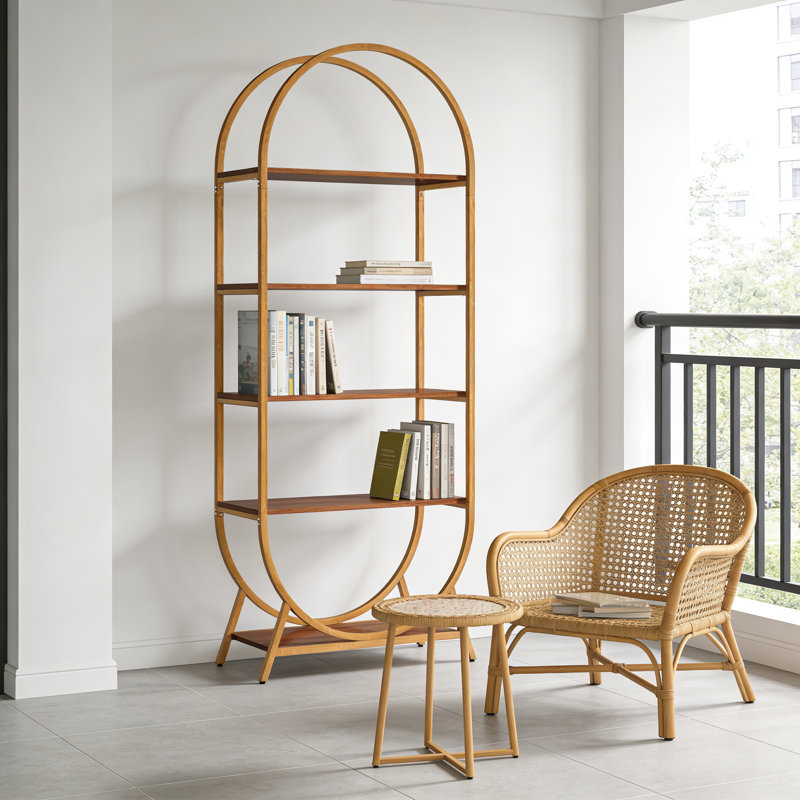 Bibliothèque nordique en bois, étagères de rangement en bois naturel à plusieurs niveaux, salon sur pied et unité de rangement d'étude