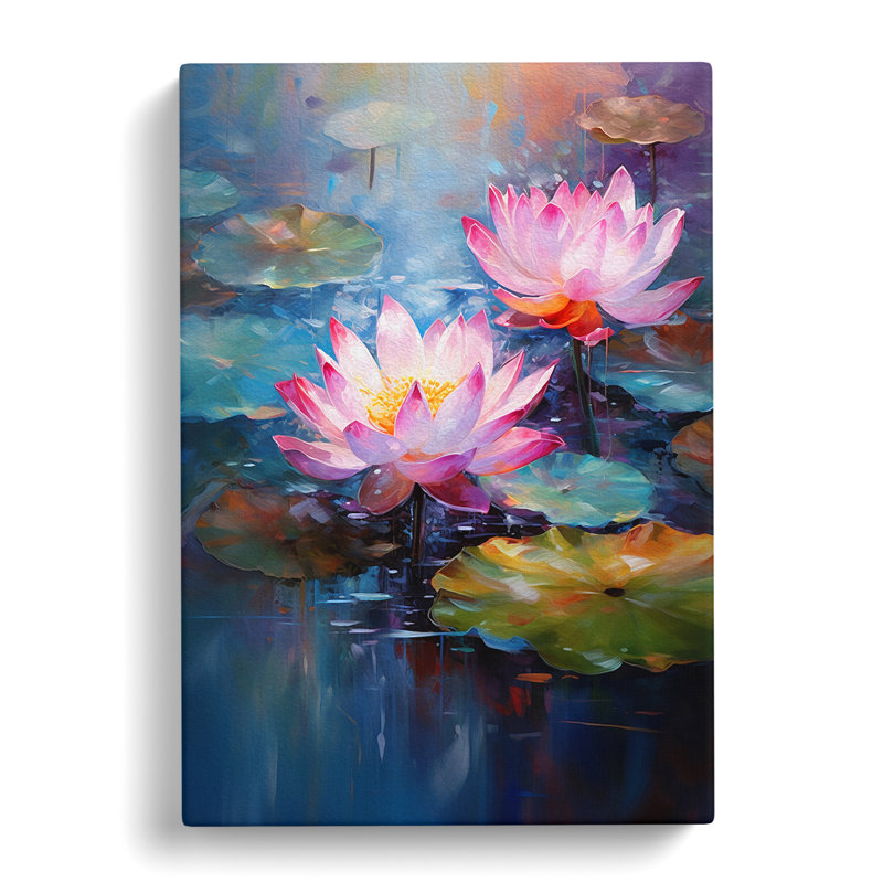 Lotus Flower Impressionism No.2 - Wrapped Canvas, 60cm H x 40cm W x 3cm D