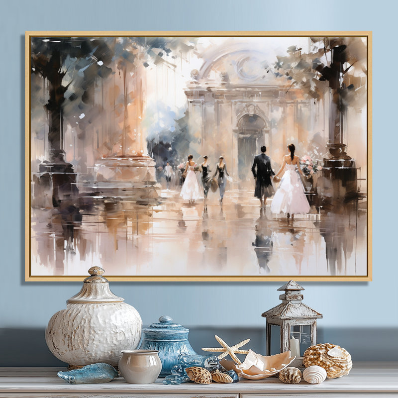 Impression sur toile Fashion Impressionist Elegance II, H 30 po x l 40 po x P 1,5 po, Cadre flottant érable