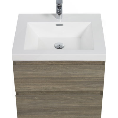 Meuble-lavabo mural 24 po avec lavabo, rangement mural moderne