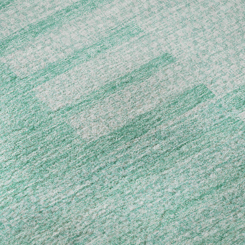Tapis bleu sarcelle lavable à la machine Premium Prisco, Rectangulaire 8 pi x 10 pi