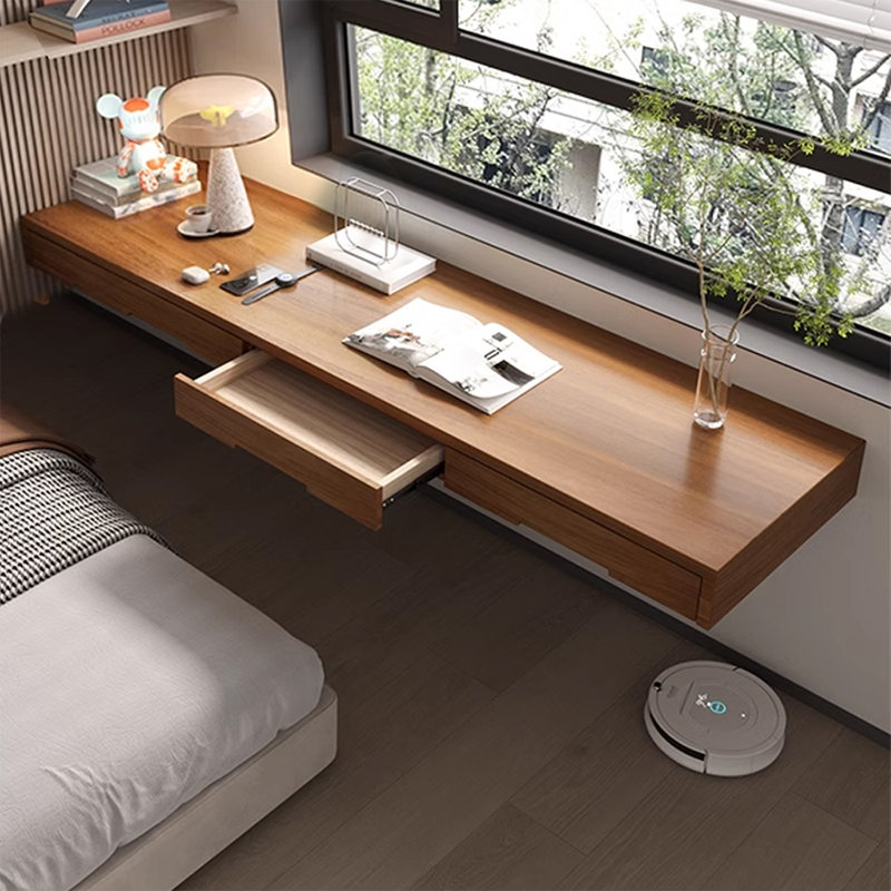 Bureau rectangulaire en bois massif avec tiroirs Walnut, 5,91 po H x 55,12 po L x 19,69 po P