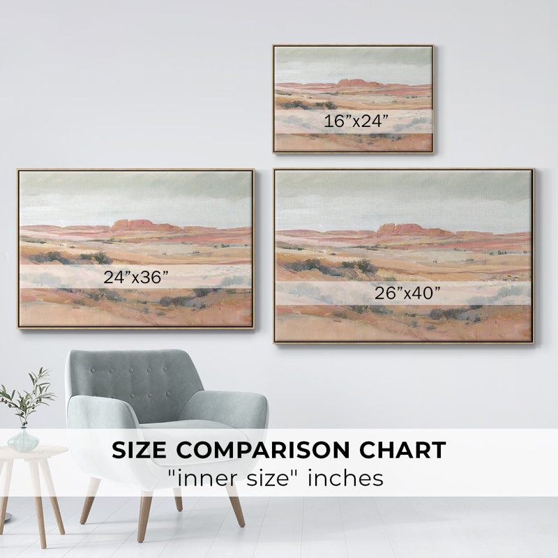 Southwest Landscape II, peinture sur toile encadrée, Cadre en bois naturel, H 17 po x l 25 po x P 2 po
