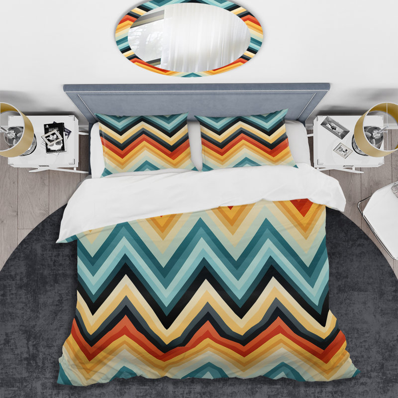 Ensemble de housse de couette en microfibre orange / bleu, Housse de couette pour très grand lit et 2 très