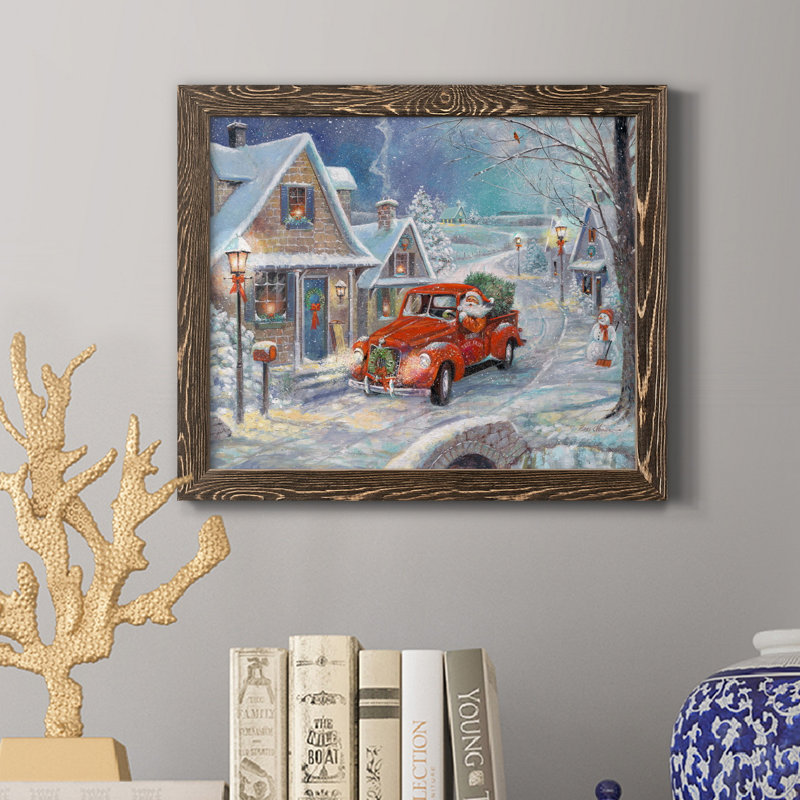 Santa's Tree Farm - reproduction d'art sur toile, H 24 po x l 18 po x P 1,5 po, Noyer
