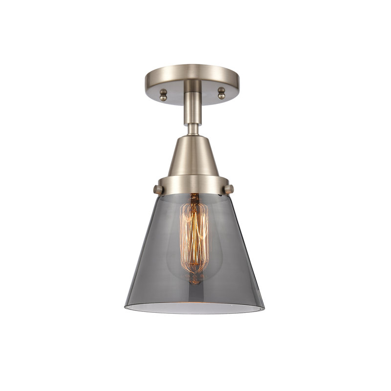 Plafonnier encastré 1 lumière 6 po Caden Cone - ampoule incandescente - fini nickel brossé satiné - abat-jour fumé clair, Oui