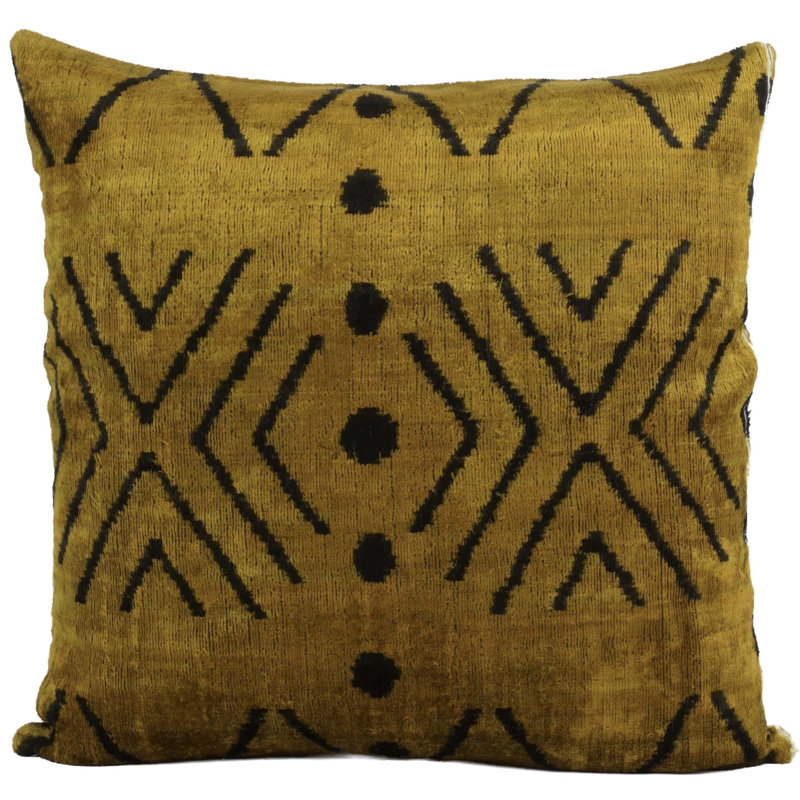 Brownstone Silk Velvet Ikat Pillow Cover And Insert