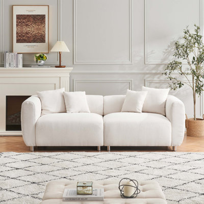 3 Seater Sofa, Frame Couch with 4Pillows