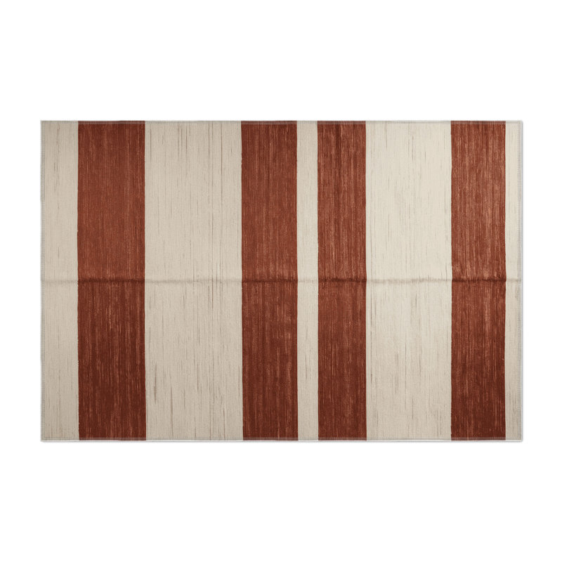 HorizontalStripes Beige Indoor and Outdoor Area Rug, Rectangle 5 pi x 7 pi