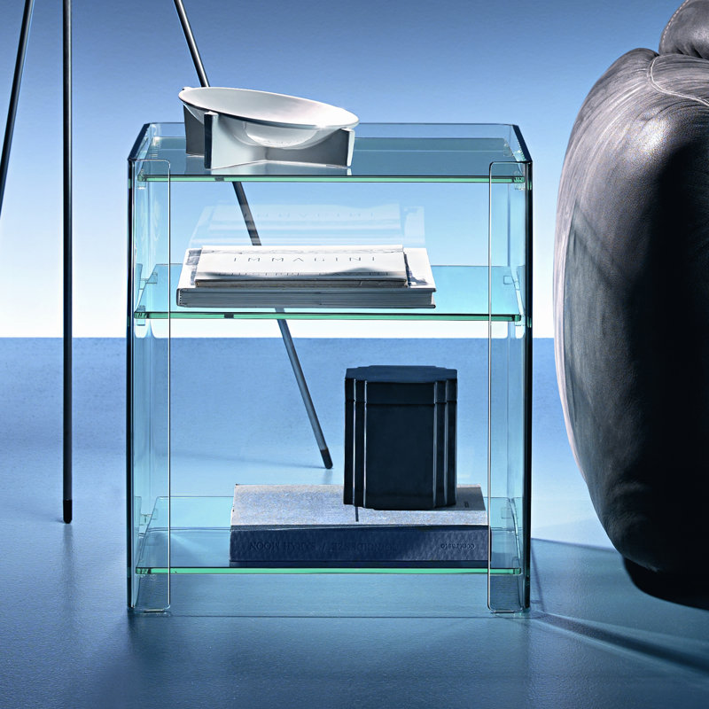 Oxbow 45cm W Glass Bedside Table, Transparent
