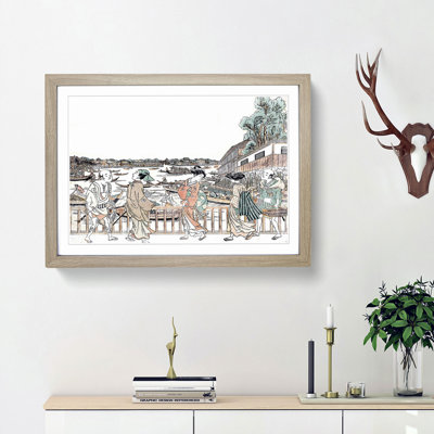 Crossing the Bridge by Utagawa Toyoharu - Picture Frame Painting Print