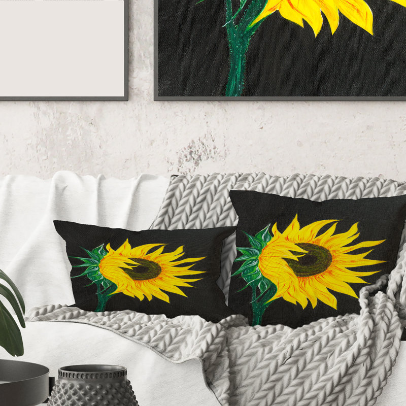 Housse et insert de coussin carré tournesol, 18" x 18"