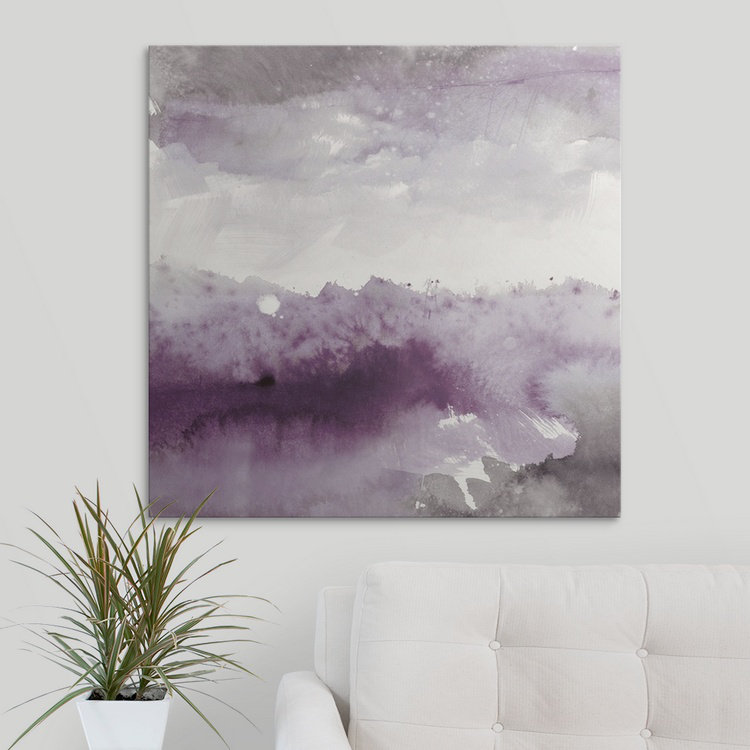 «Midnight at the Lake II Amethyst and Gray» par Mike Schick, reproduction d'art, H 8 po x l 8 po x P 1,5 po, Toile
