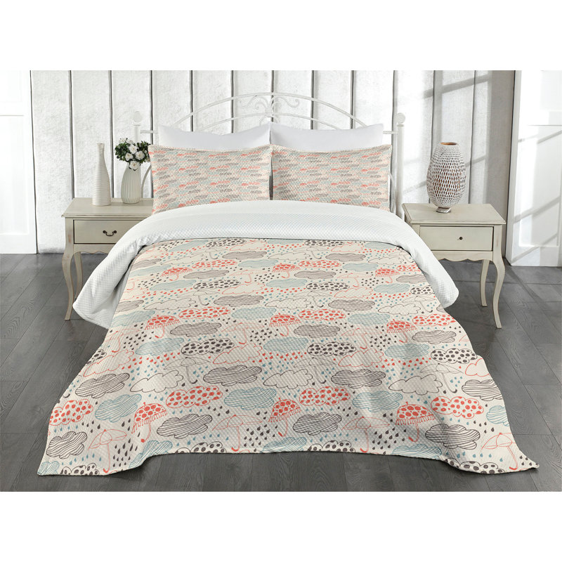 Queen White Polyester Kids Unisex Bedspread Set
