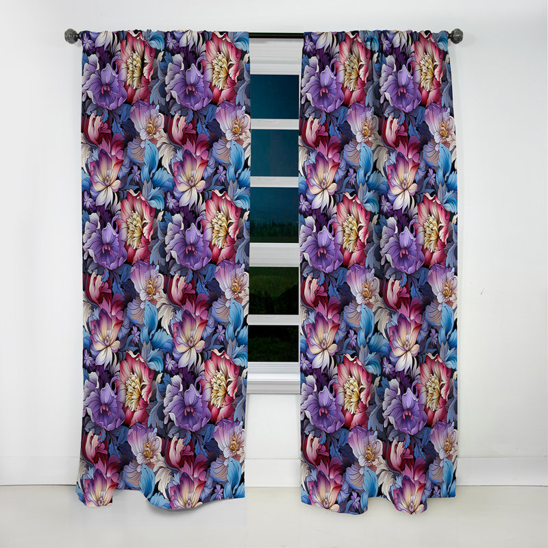 Miroir floral motif tropical III - Rideau floral - Rideau occultant floral - 1 panneau, L 52 po x L 84 po