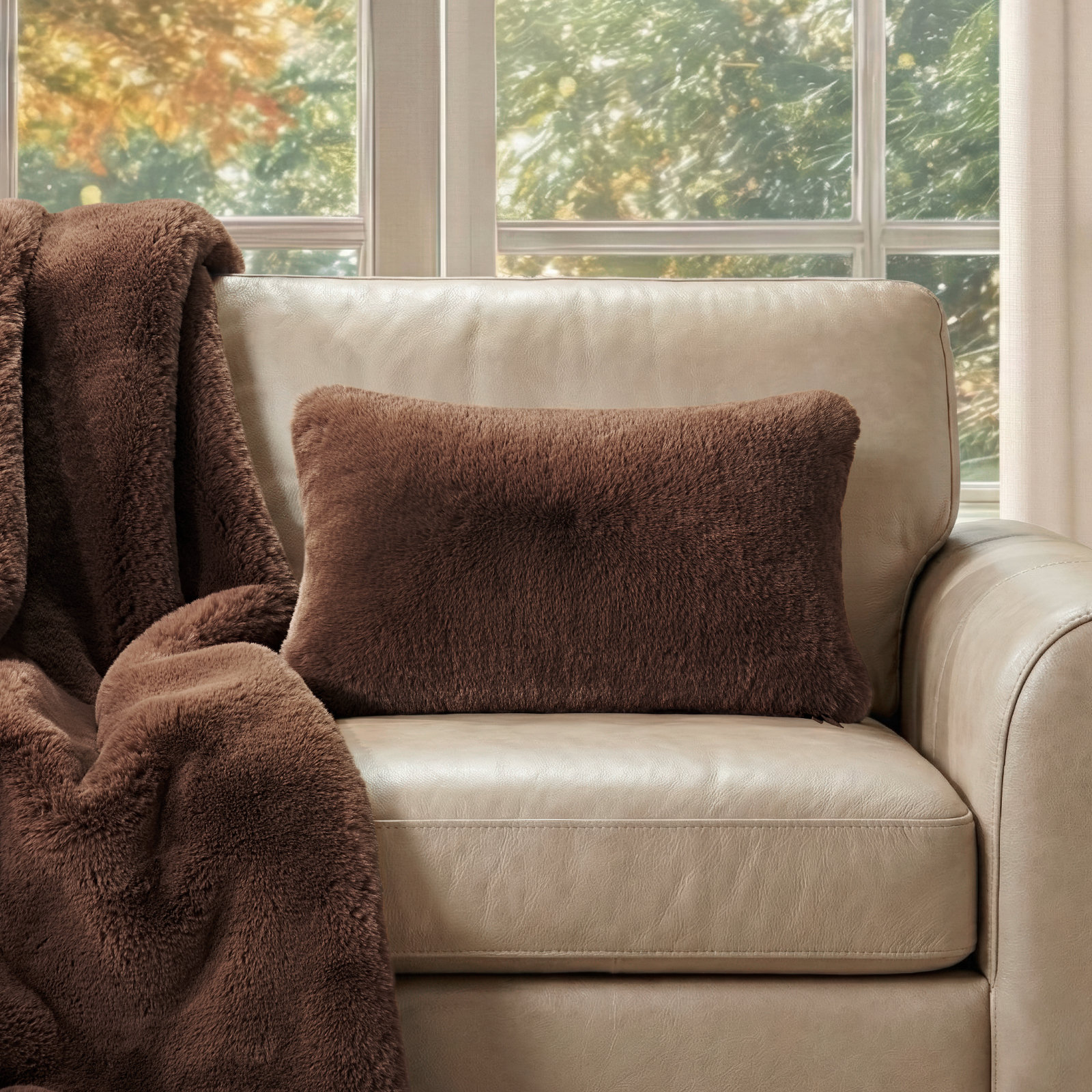 EverGrace 20" x 20" Pillow Cover, Tawny Mink, Rectangle 12" H x 20" W