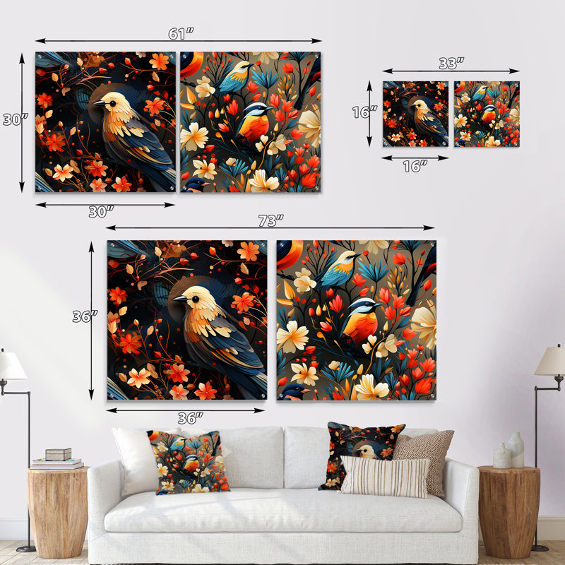 Peery - ensemble de 2 art mural en verre acrylique, H 16 po x l 33 po