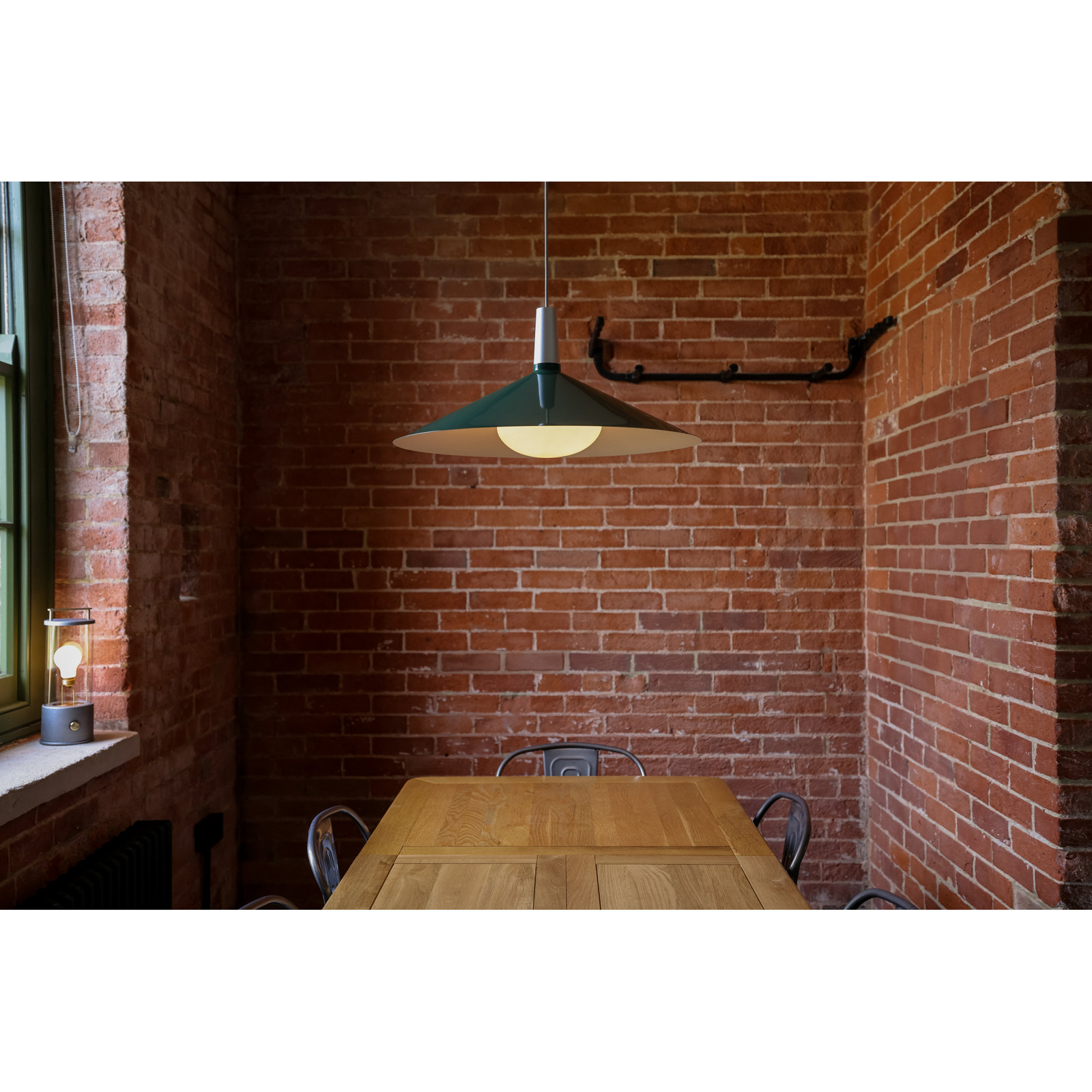 Bower Single Light Aluminium Dimmable Pendant, Green