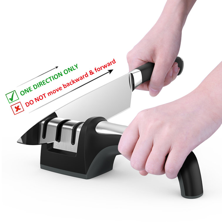 Handle Knife Sharpener  Kitchen Camping Tool 2 Stage Coarse and Fine  Grinding Stainless Steel - 302401