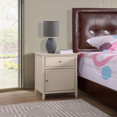 Charmante table de chevet transitionnelle en beige